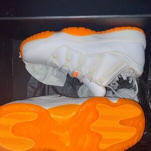 Jordan Kids White and Orange Sneakers